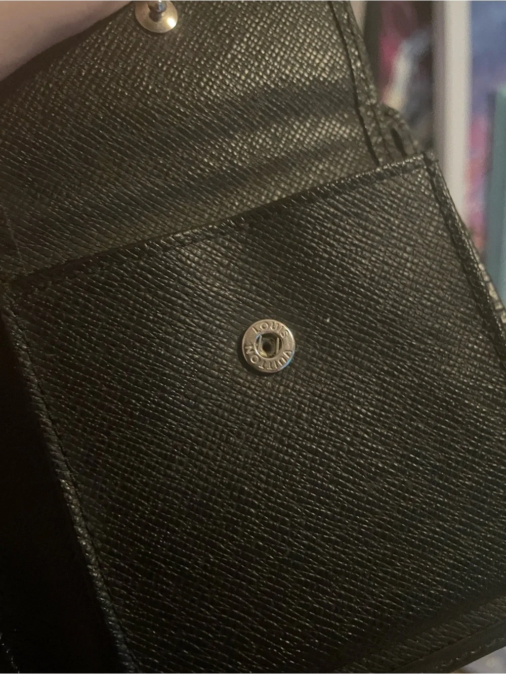 VINTAGE Louis Vuitton Black Textured Epi Leather Men's Bifold Wallet